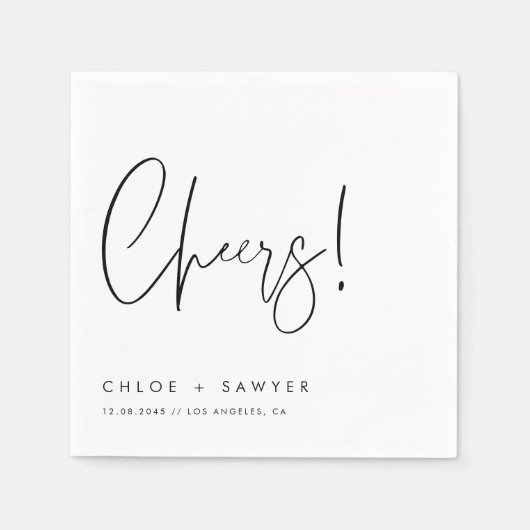 Zwarte minimalistische juichen handgeschreven scri servet (Voorkant)