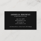 zwarte minimalistische Kaart | Aangepaste zakelijk Visitekaartje (Achterkant)