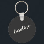 Zwarte minimalistische kalligrafie - Aangepaste na Sleutelhanger<br><div class="desc">Minimalistische kalligrafie Persoonlijke Sleutelhanger van de Naam in Zwart</div>