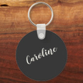 Zwarte minimalistische kalligrafie - Aangepaste na Sleutelhanger (Voorkant)