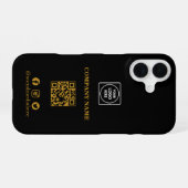 Zwarte minimalistische logo QR-code iPhone hoes 16 Hoesje (Achterkant horizontaal)