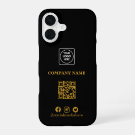 Zwarte minimalistische logo QR-code iPhone hoes 16 Hoesje