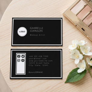 Zwarte Minimalistische Make-up Artiest Sociale Med Visitekaartje