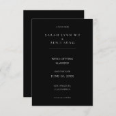 Zwarte minimalistische moderne 2 V2 sparen de Datu Save The Date (Voorkant / Achterkant)