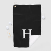 Zwarte Minimalistische Moderne Elegante Monogram Golfhanddoek (Insitu)