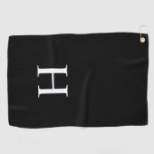 Zwarte Minimalistische Moderne Elegante Monogram Golfhanddoek (Horizontaal)