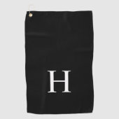 Zwarte Minimalistische Moderne Elegante Monogram Golfhanddoek (Voorkant)