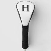 Zwarte Minimalistische Moderne Elegante Monogram Golfheadcover (Voorkant)