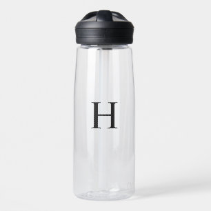 Zwarte Minimalistische Moderne Elegante Monogram Waterfles