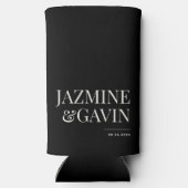 Zwarte minimalistische moderne gepersonaliseerde b seltzer blikjeskoeler (Achterkant)