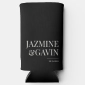 Zwarte minimalistische moderne gepersonaliseerde b seltzer blikjeskoeler (Voorkant)