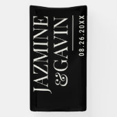 Zwarte minimalistische moderne gepersonaliseerde b spandoek (Verticaal)