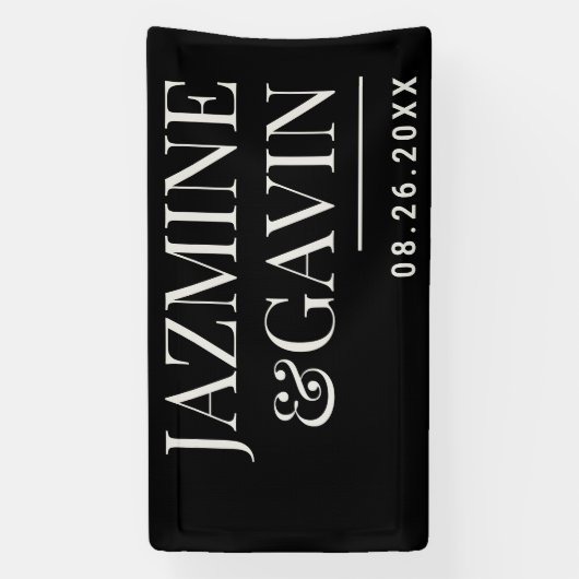 Zwarte minimalistische moderne gepersonaliseerde b spandoek (Verticaal)