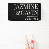 Zwarte minimalistische moderne gepersonaliseerde b spandoek (Insitu)