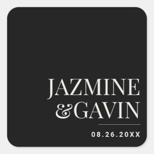 Zwarte minimalistische moderne gepersonaliseerde b vierkante sticker