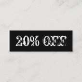 Zwarte minimalistische moderne  kortingskaart mini visitekaartje (Voorkant)