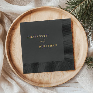 Zwarte minimalistische moderne legante bruiloft folie servetten