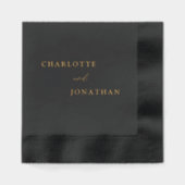 Zwarte minimalistische moderne legante bruiloft folie servetten (Voorkant)