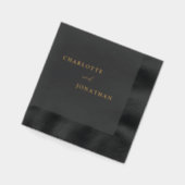 Zwarte minimalistische moderne legante bruiloft folie servetten (Links)