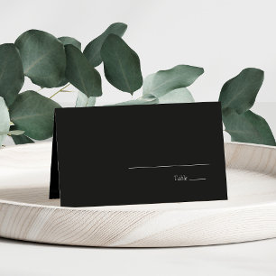 Zwarte minimalistische moderne legante bruiloft plaatskaartje