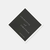 Zwarte minimalistische moderne legante bruiloft servet (Hoek)