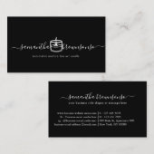 Zwarte, minimalistische moderne lijnkunstkaars visitekaartje (Voorkant / Achterkant)