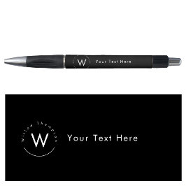 Zwarte Minimalistische Moderne Monogram Pen