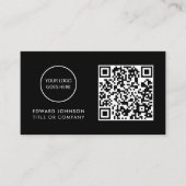 Zwarte minimalistische moderne professionele QR-co Visitekaartje (Voorkant)