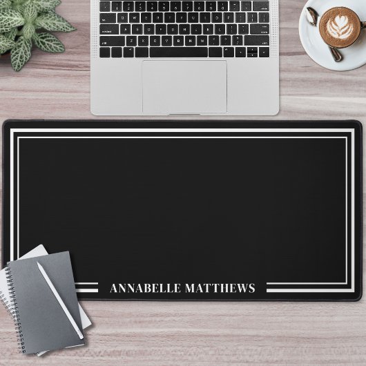 Zwarte Minimalistische Monogram Bureaumat