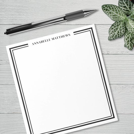 Zwarte Minimalistische Monogram Notitieblok