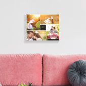 Zwarte Minimalistische Monogram Trouw 4 Foto Colla Canvas Afdruk (Insitu (Woonkamer))