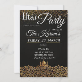 Zwarte Minimalistische Moskee Ramadan Iftar Feest  Kaart