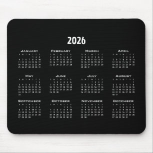 Zwarte minimalistische platte kalender Modern Ee Muismat