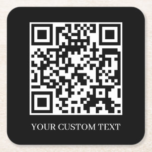 Zwarte Minimalistische QR Aangepast Scan Me Ontw Kartonnen Onderzetters