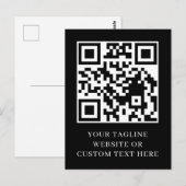 Zwarte Minimalistische QR Aangepaste Tekst Postkaa Briefkaart (Voorkant / Achterkant)