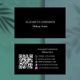 Zwarte minimalistische Qr-code social media premiu Visitekaartje