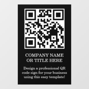 Zwarte Minimalistische QR-code Zakelijke Raamstick Raamsticker