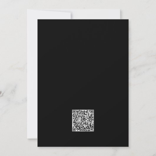 Zwarte minimalistische QR Moderne bruiloft Uitnodi Kaart (Achterkant)