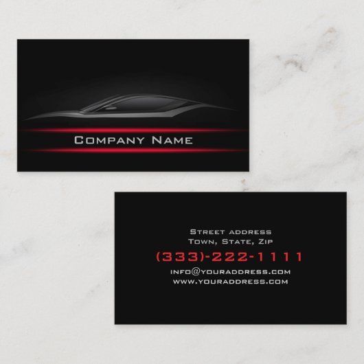 Zwarte minimalistische rode lijn, donkerder lay-ou visitekaartje (Voorkant / Achterkant)