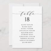 Zwarte Minimalistische Script Bruiloft Tafelstoele Kaart (Achterkant)