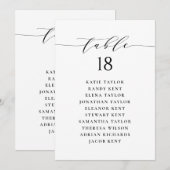 Zwarte Minimalistische Script Bruiloft Tafelstoele Kaart (Voorkant / Achterkant)