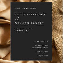 Zwarte Minimalistische Script Chic Formele Trouwda