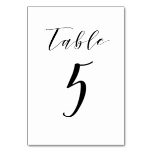 Zwarte minimalistische script tafelnummer voor de 