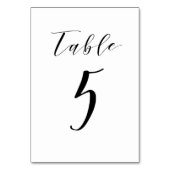 Zwarte minimalistische script tafelnummer voor de  (Achterkant)