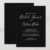 Zwarte Minimalistische Trouwfeest Uitnodiging (Voorkant / Achterkant)