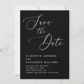 Zwarte Minimalistische Trouwkaart | Elegante Moder Save The Date (Voorkant)