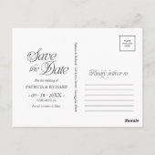 Zwarte Minimalistische Typografie Bewaar de Datum Briefkaart (Achterkant)