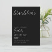 Zwarte minimalistische verjaardag kaart (Staand voorkant)