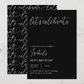 Zwarte minimalistische verjaardag kaart (Voorkant / Achterkant)