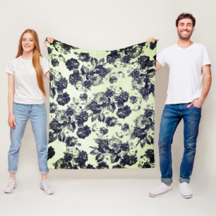 Zwarte Mint Groene Vintage Rozen Bloemen Fleece Deken